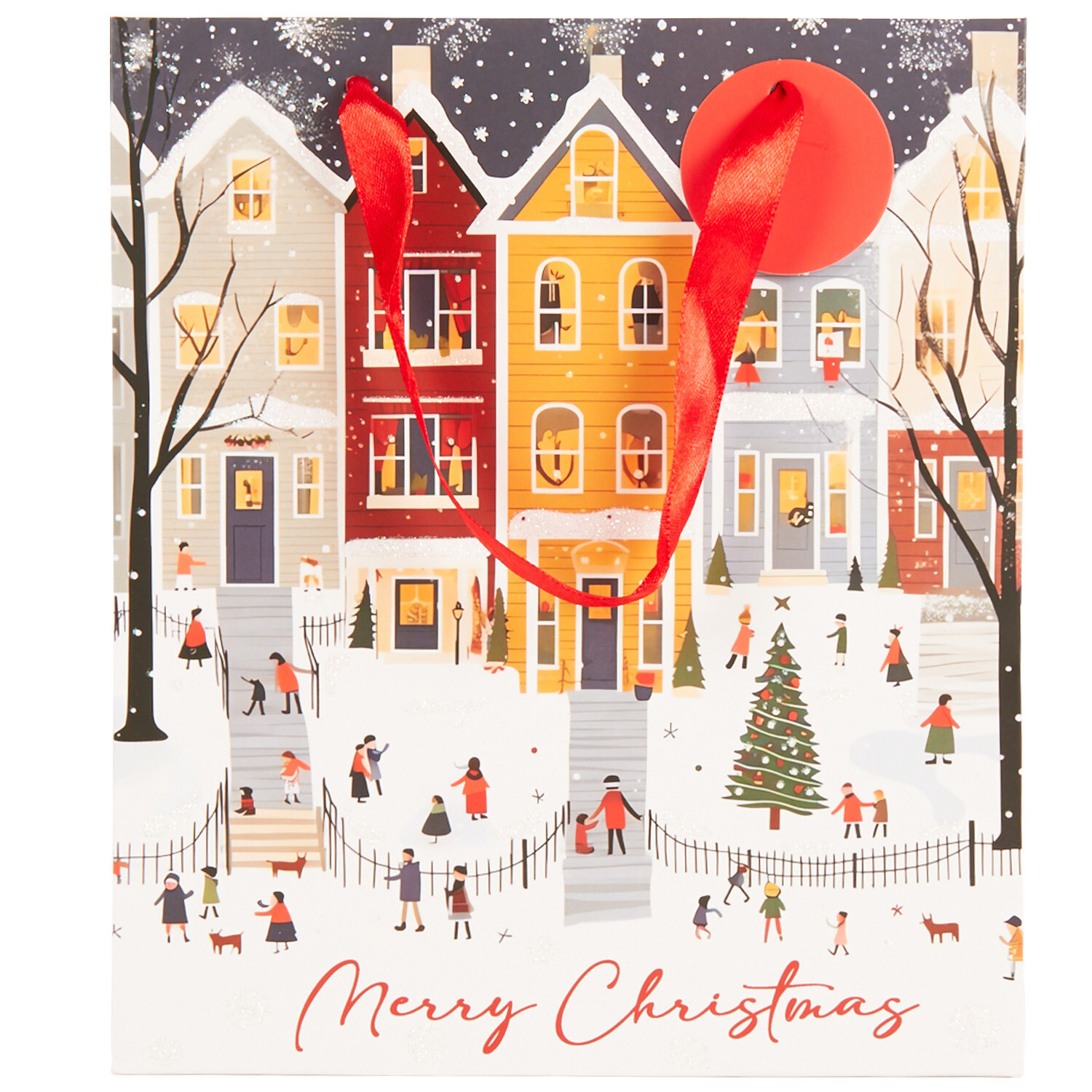 Whimsical Town Scene Gift Bag Medium - Multicolour Image 1