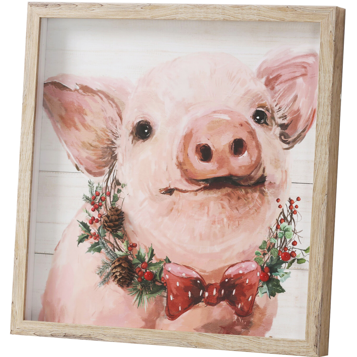 Festive Embellished Pig Framed Wall Art Image 2