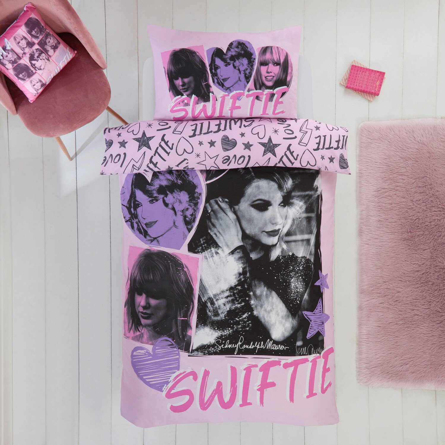 Celebrity Icons Duvet Cover Set Pink Single Image 1