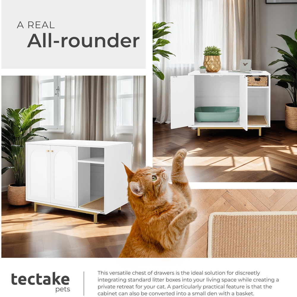 tectake Kalea 2 Door Cat Cupboard with Side Entrance and Scratching Mat Image 4