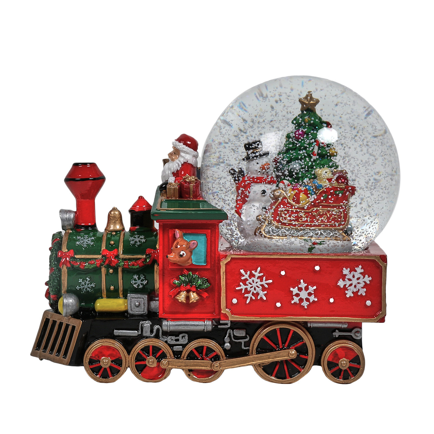 Traditional Red Santa Train Snowglobe Decoration Image 3