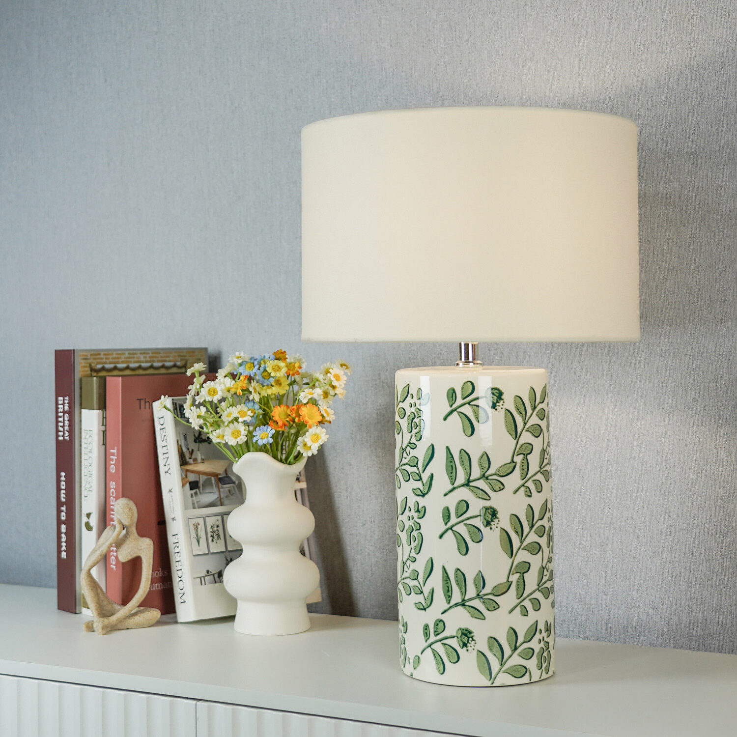 Botanical Ceramic Table Lamp Green Image 6