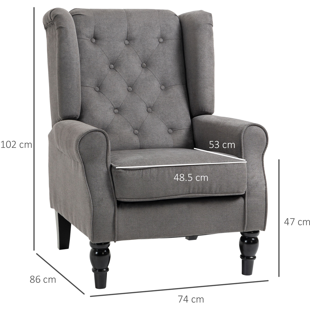 Portland Dark Grey Retro Upholstered Wingback Armchair Image 7