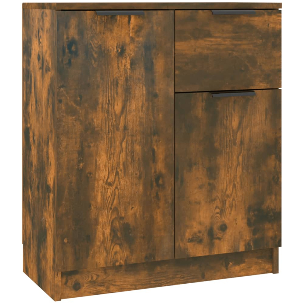vidaXL 2 Door Single Drawer Smoked Oak Sideboard Image 2