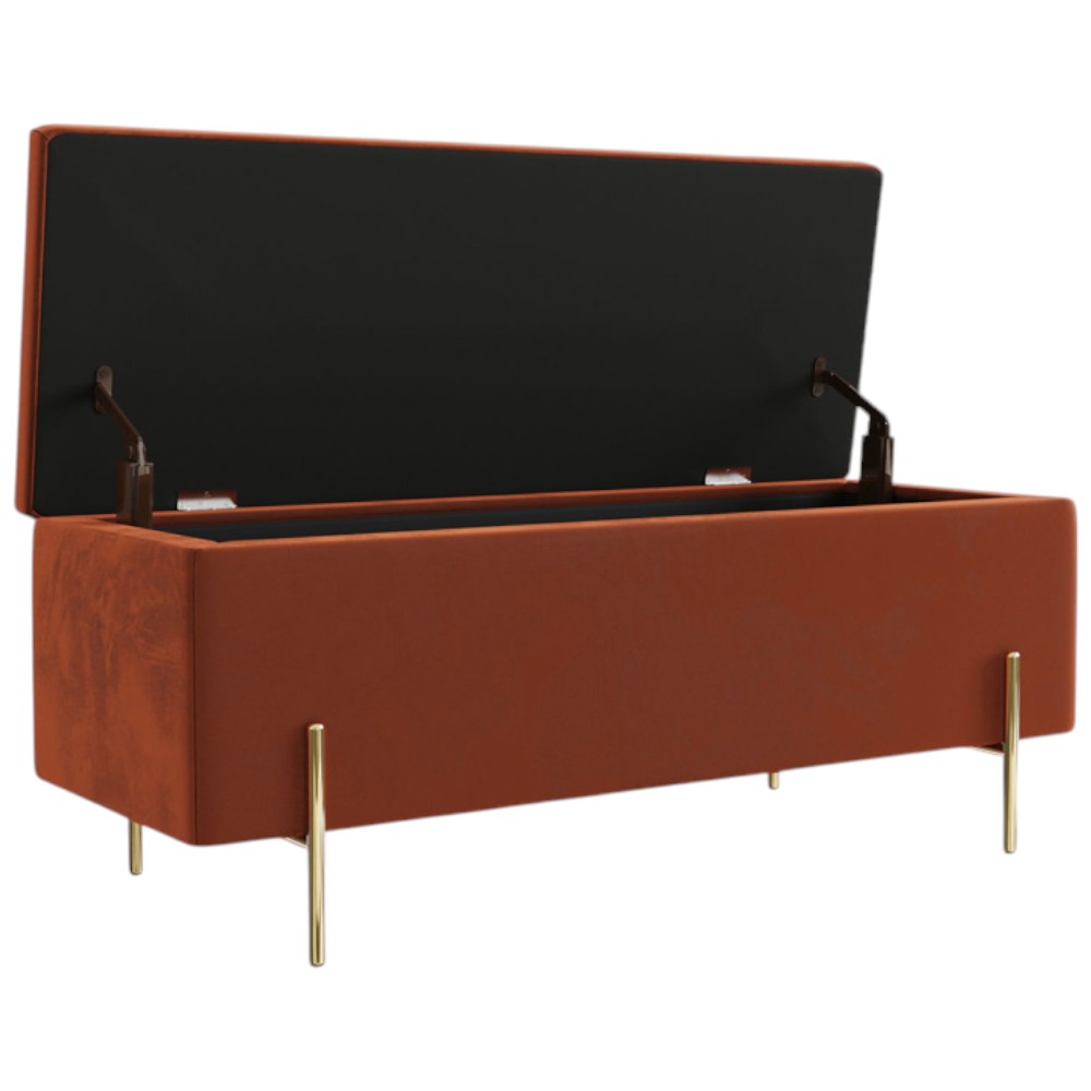 GFW Mystica Russet Velvet Ottoman Storage Bench Image 5