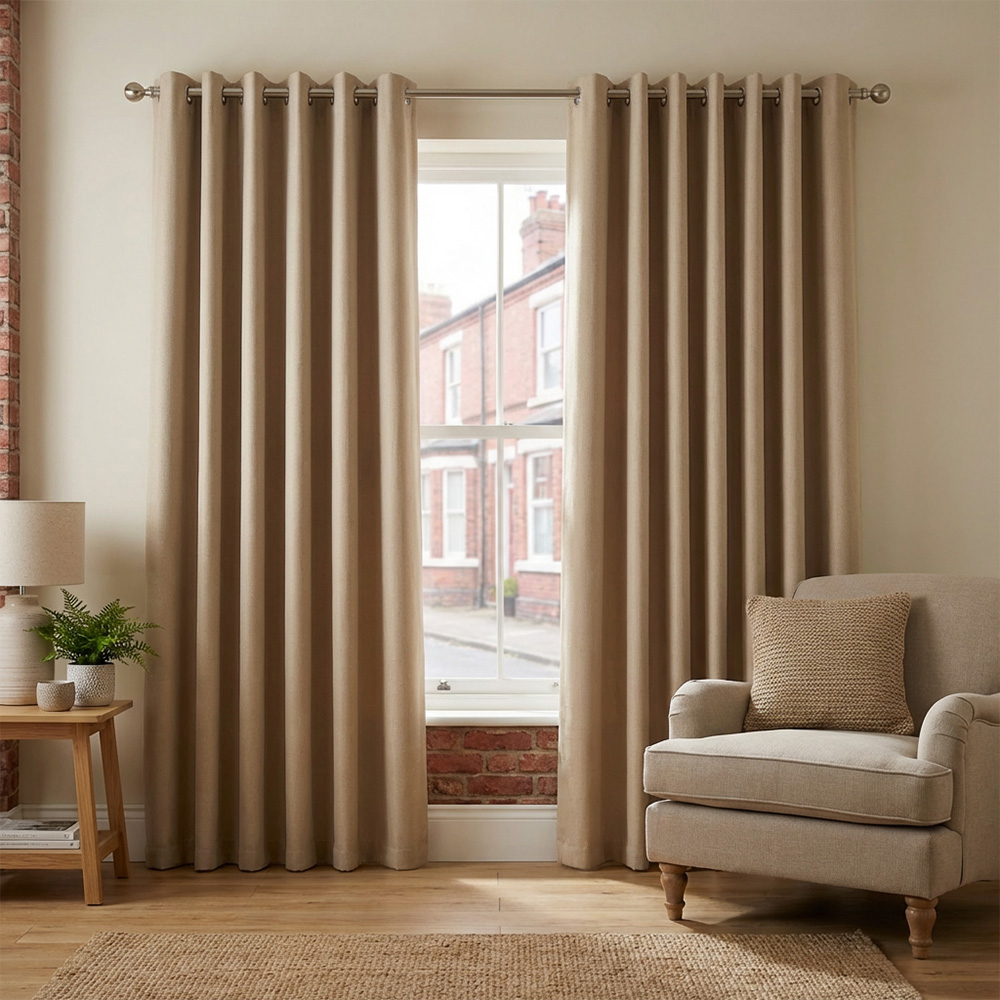 Divante Hoxton Natural Blackout Eyelet Curtain 229cm Image 5