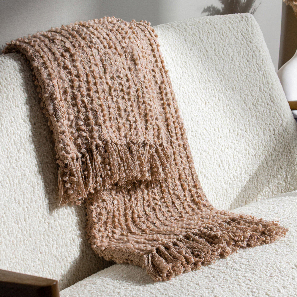 Hoem Arvo Plaster Woven Fringed Throw 130 x 180cm Image 2