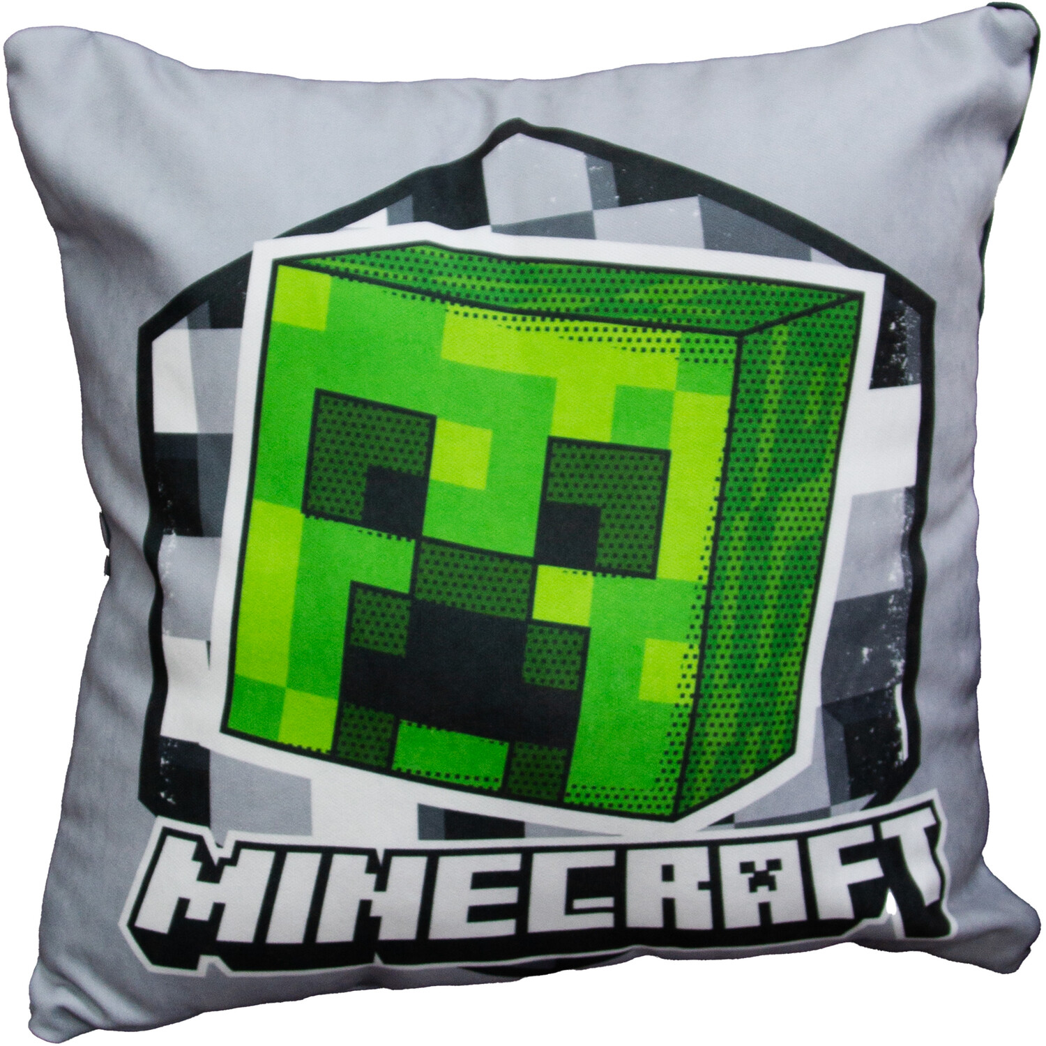 Minecraft Drawn Cushion - Grey Image 1