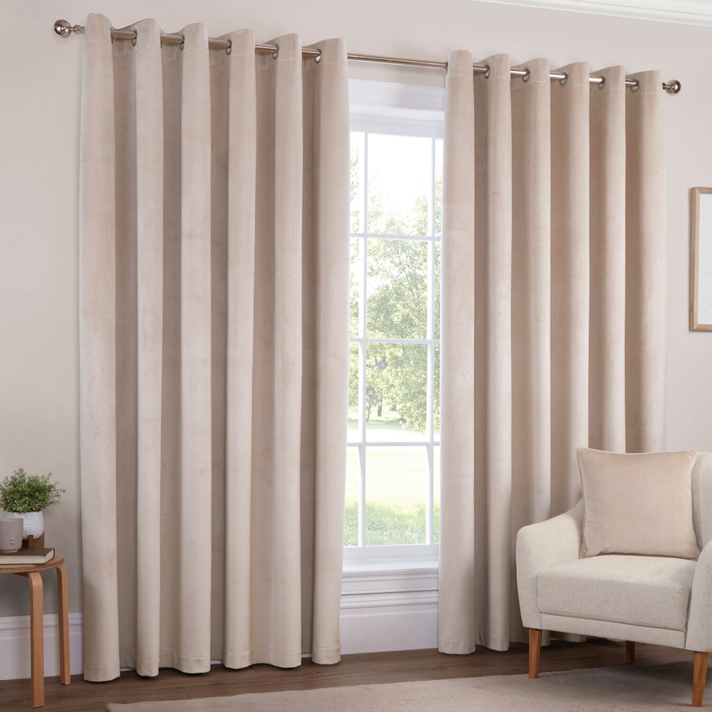 Vermont Velvet Blackout Curtain Natural 168 x 137cm Image 4