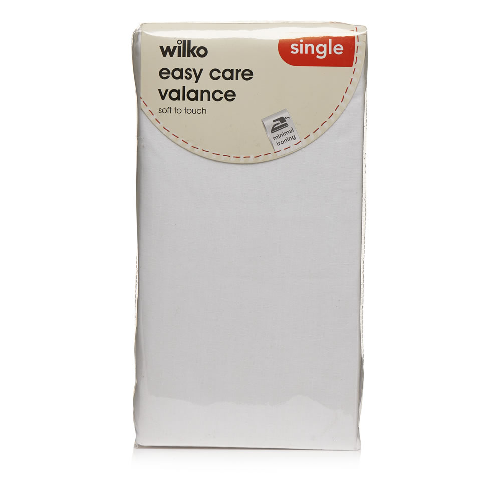 Wilko Easy Care Single White Valance Sheet Image 1