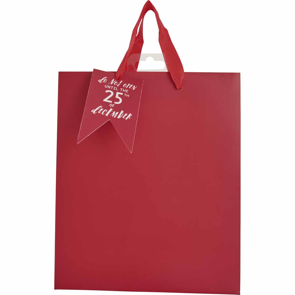 Wilko Alpine Home Red Christmas Gift Bag Medium Image 1