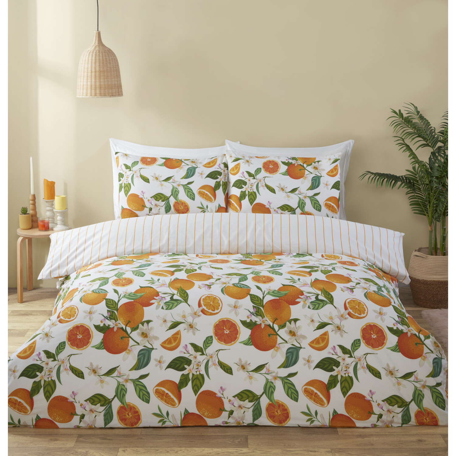 Seville Duvet Cover and Pillowcase Set - Orange / Double Image 1