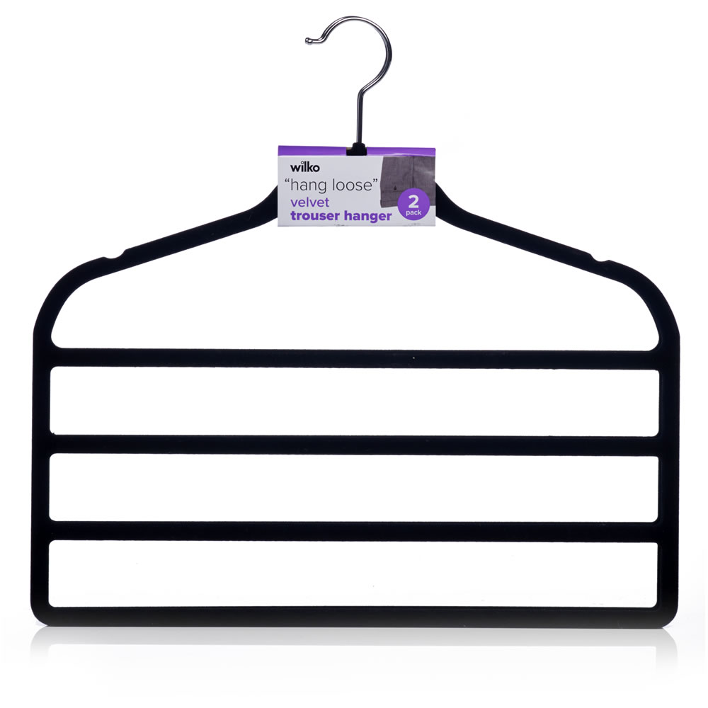 Wilko Black Velvet Covered Trouser Hangers 2 pack Image