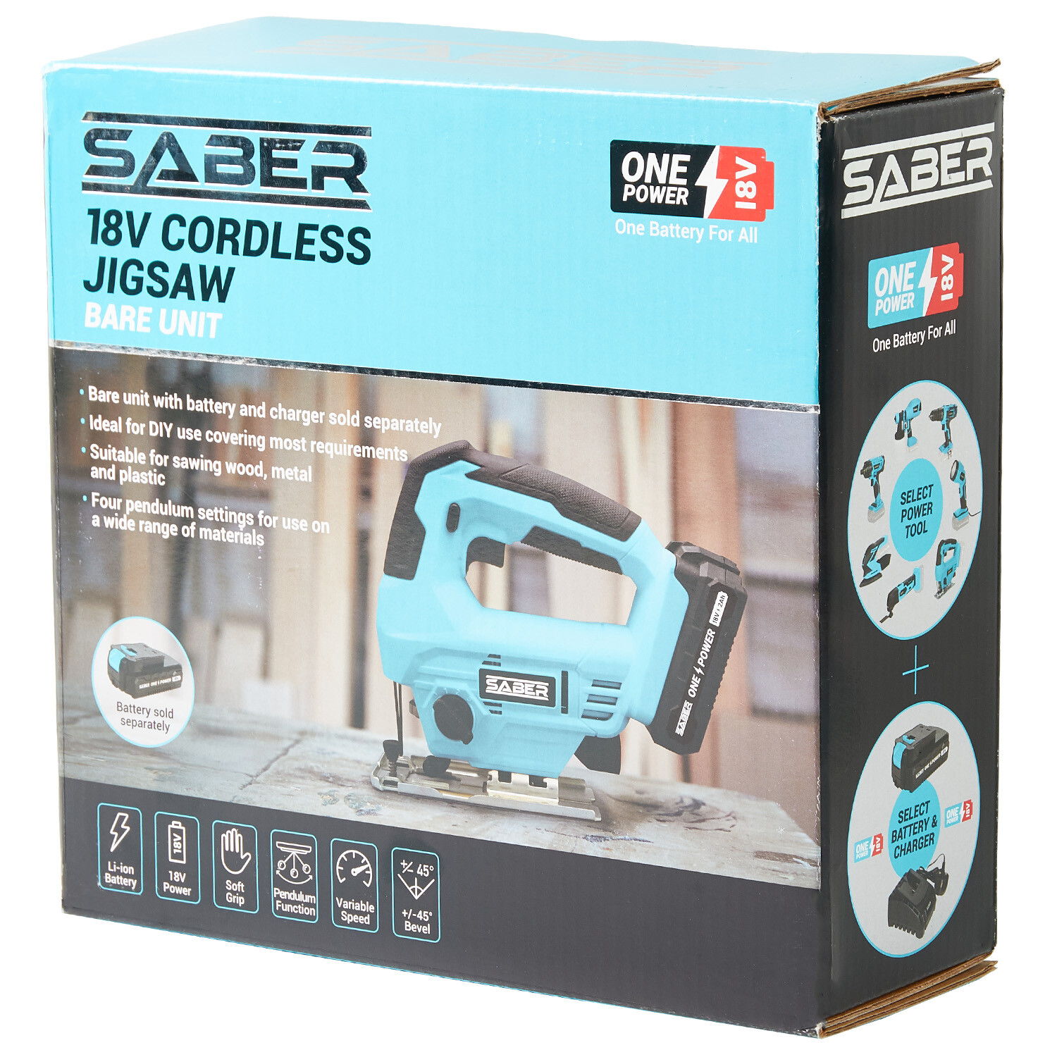 Saber 18V One Battery Cordless Jigsaw Bare Unit Image 3