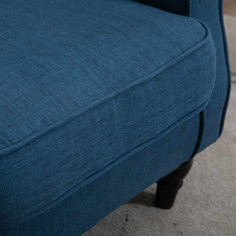 Portland Blue Retro Upholstered Wingback Armchair Image 3