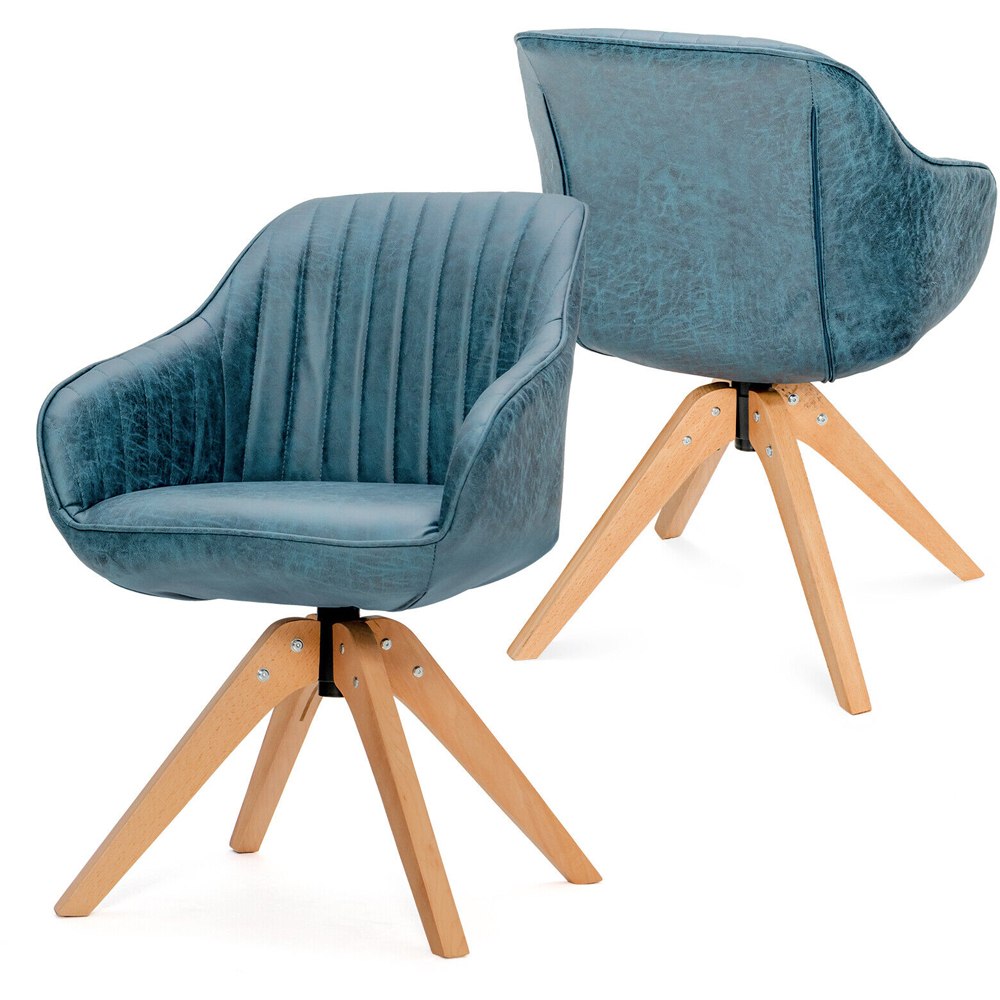 Costway Blue Swivel Accent Chair Set of 2 Image 2