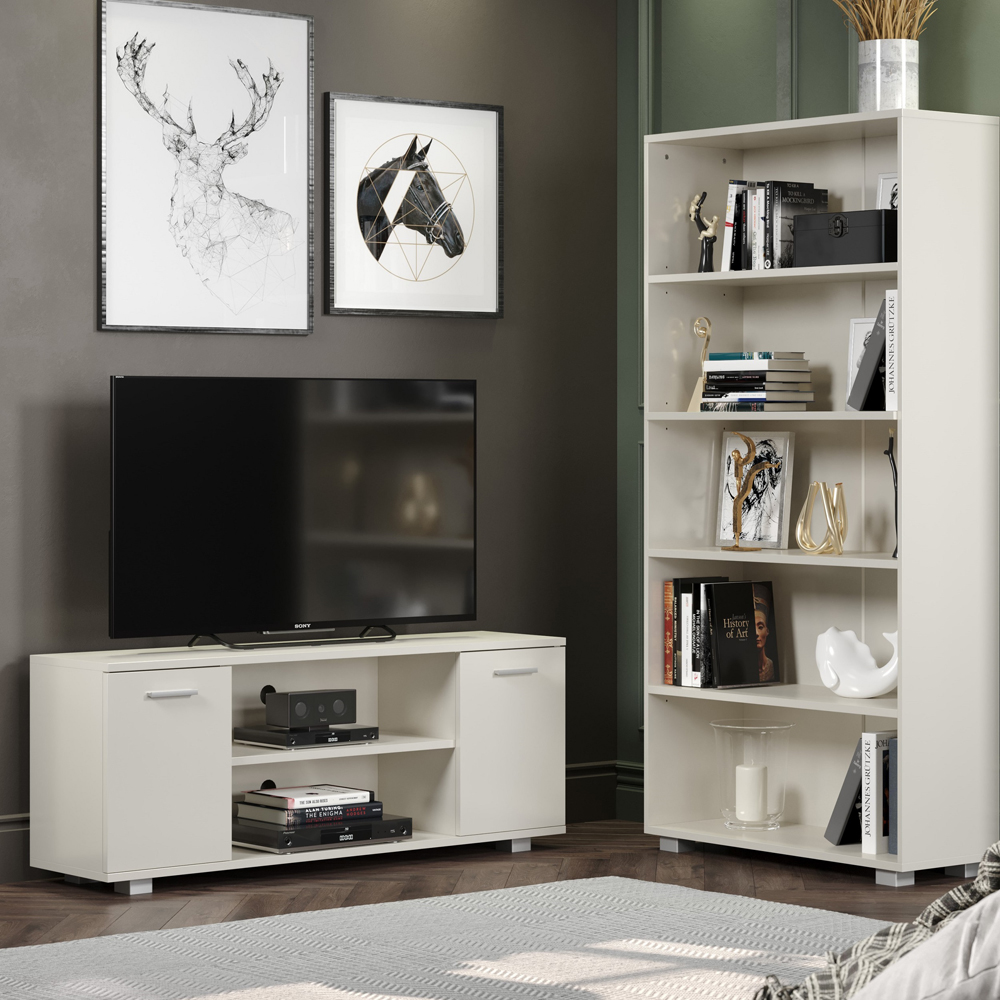 Lido 2 Door 2 Shelf White High Gloss Flatscreen TV Unit Image 1