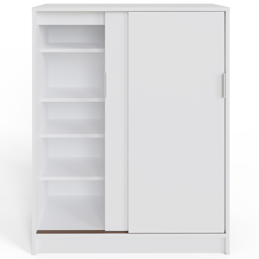 GFW Leighton 2 Sliding Door White Shoe Cabinet Image 5