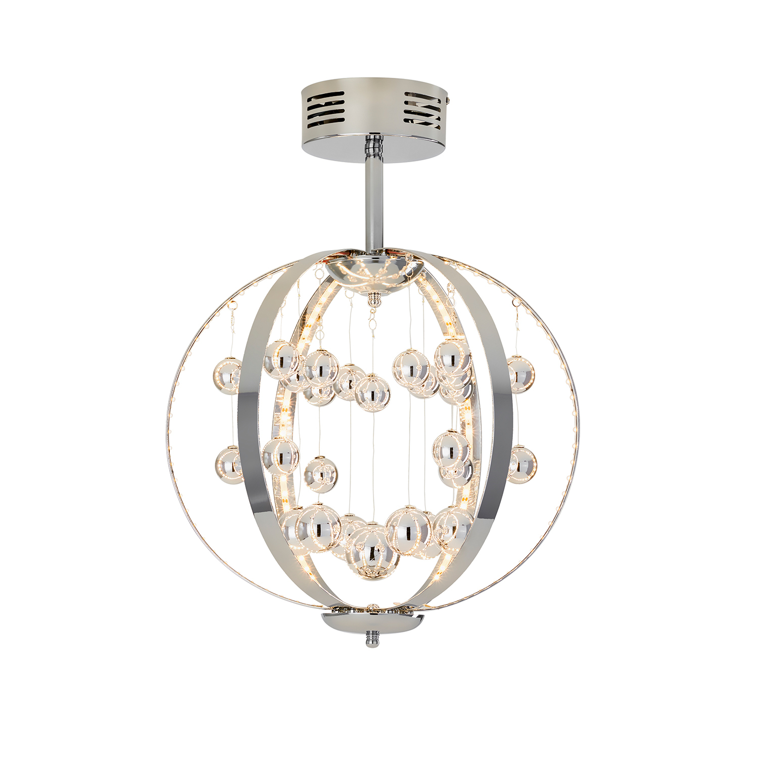 Chrome Orb LED Electrical Ceiling Fitting Image 2