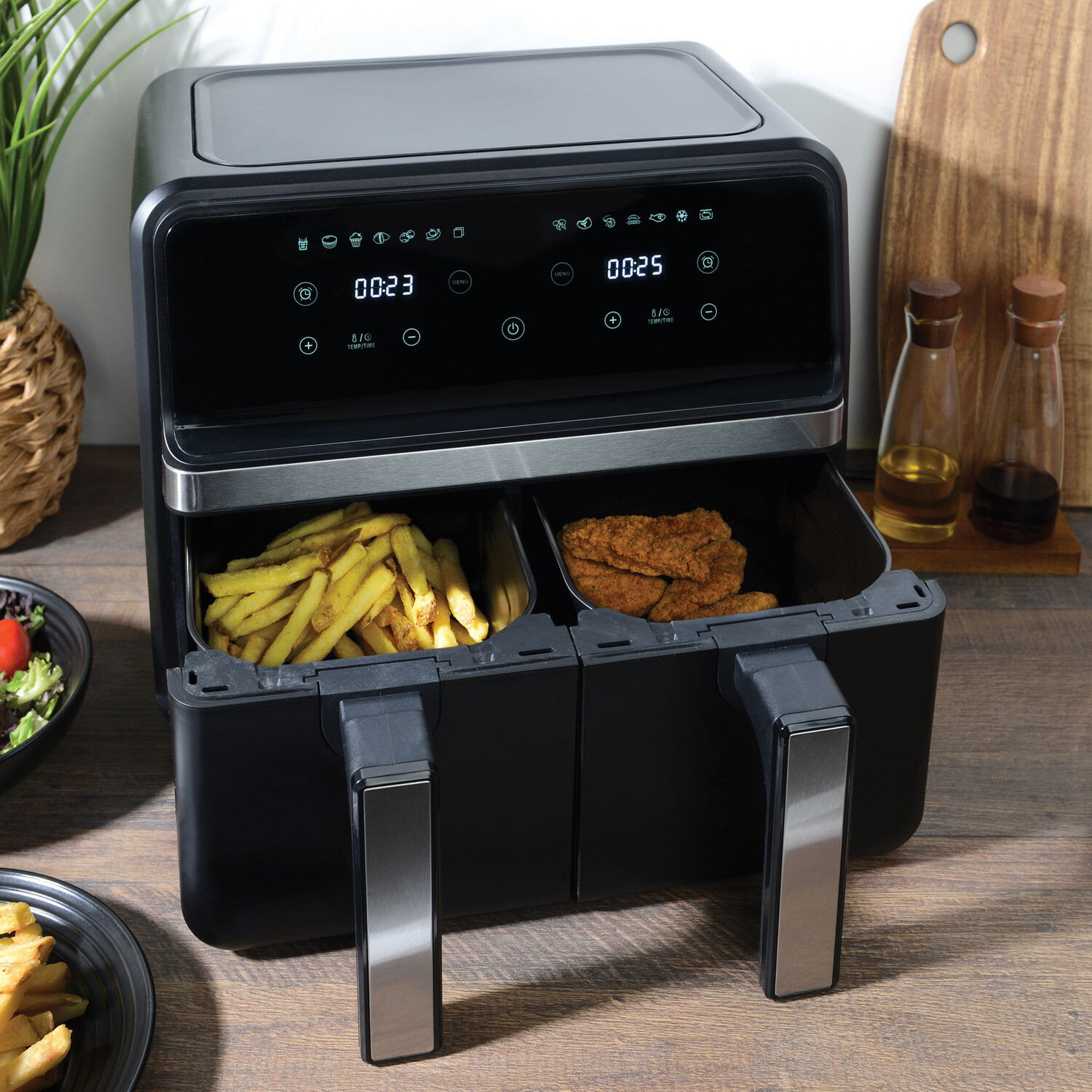 Kitchen Master Dual 8L Air Fryer - Black Image 3