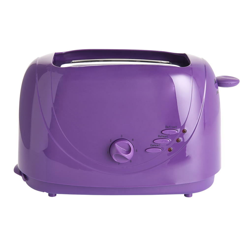 Wilko Colour Play 2 Slice Purple Toaster Image 1