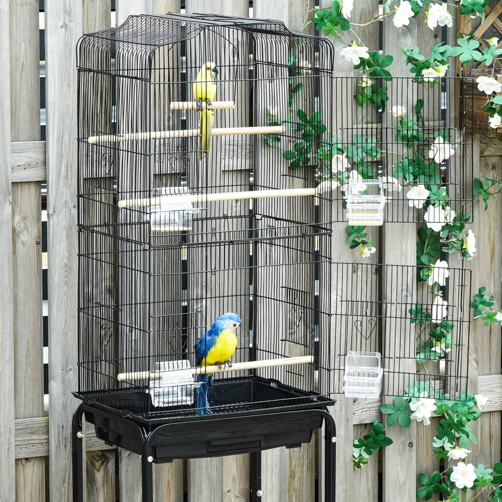 PawHut Large Black Bird Cage with Stand Image 7