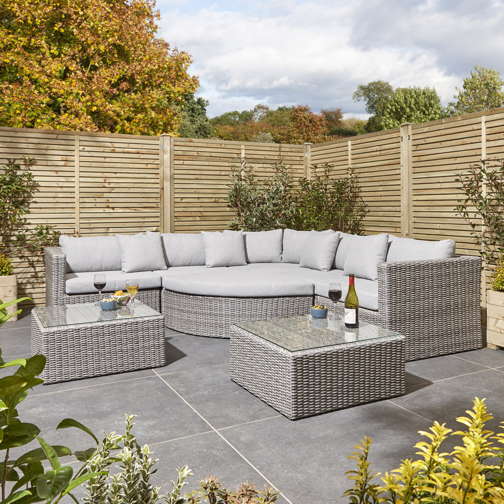 Rowlinson Marbella 7 Seater Grey Polyrattan Corner Lounge Set Image 1