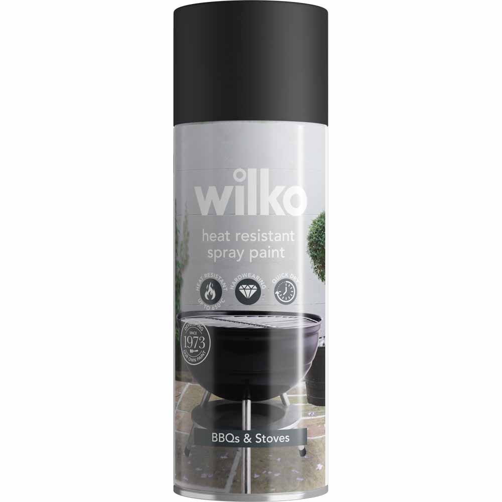 Wilko Heat Resistant BBQ and Stove Black Spray Paint 400ml Image 1