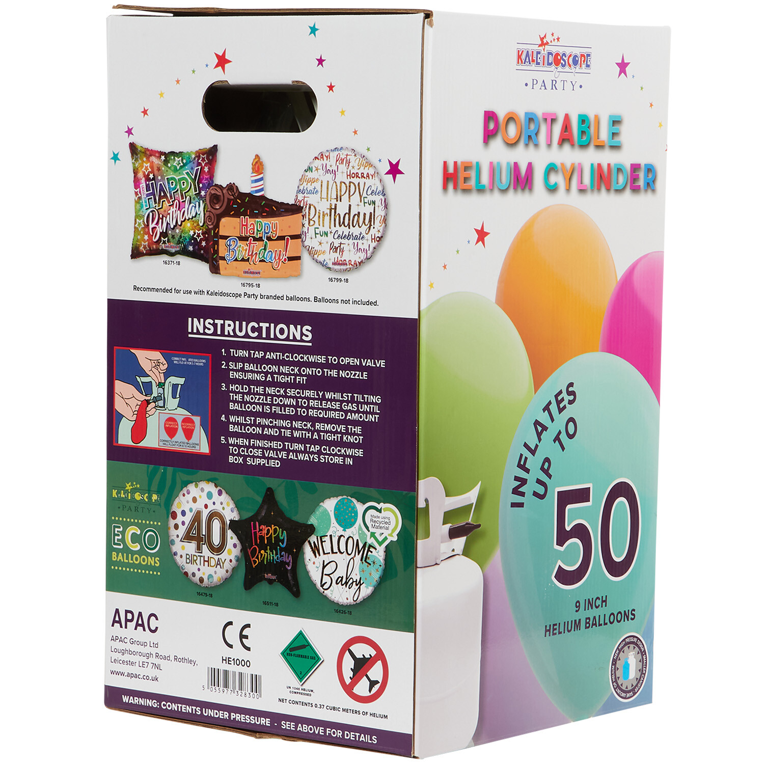 Disposable Helium Cylinder - Fills 50x9 - White Image 2