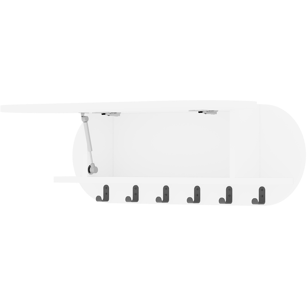 Decortie Kroma 6 Hook Single Door White Modern Wall Mounted Coat Hanger with Storage Cabinet Image 1
