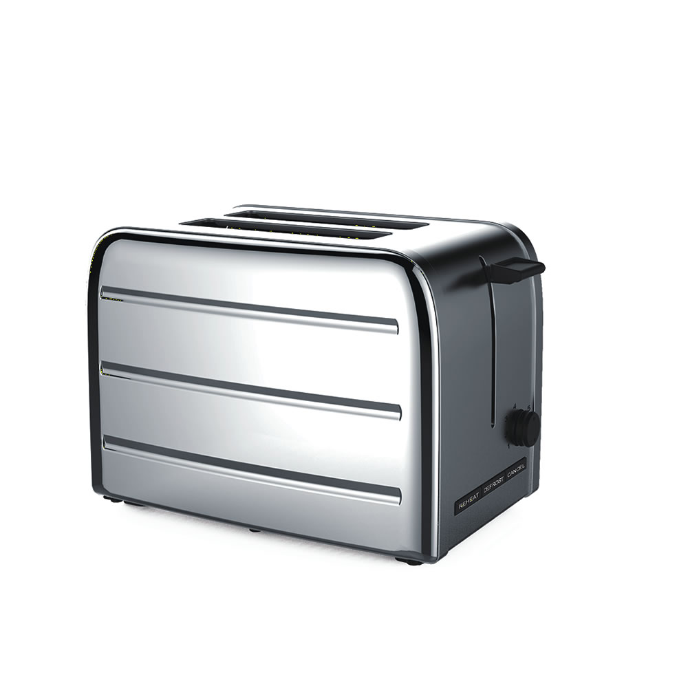 Wilko 2 Slice Toaster Stainless Steel Ribbed Design Wilko