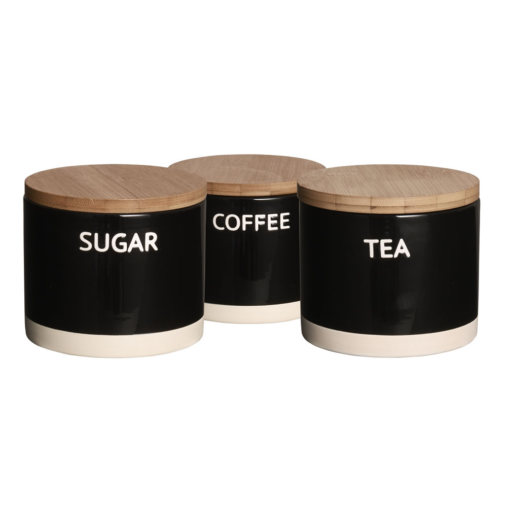 Wilko Set of 3 Black Canisters Image 1