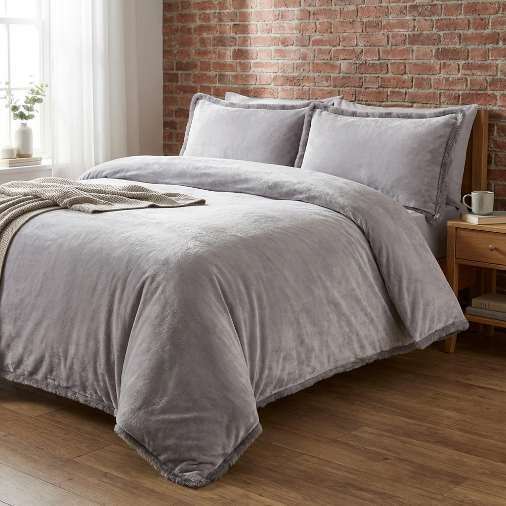 Selena Velvet Duvet Set Grey King Image 9
