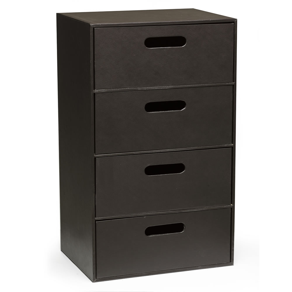 Wilko Brown Faux Leather 4 Drawer Storage Chest Image 1