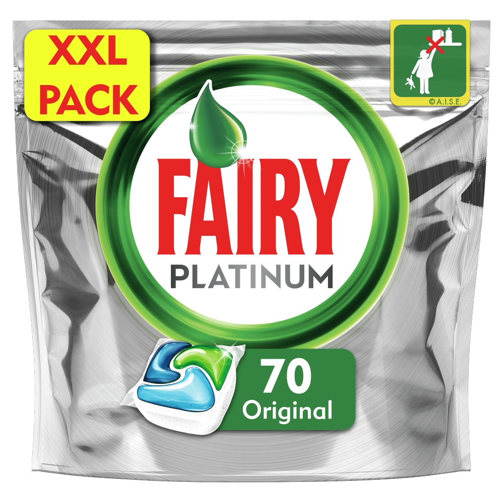 Fairy Platinum Dishwasher Tablets 70 Pack Image 1