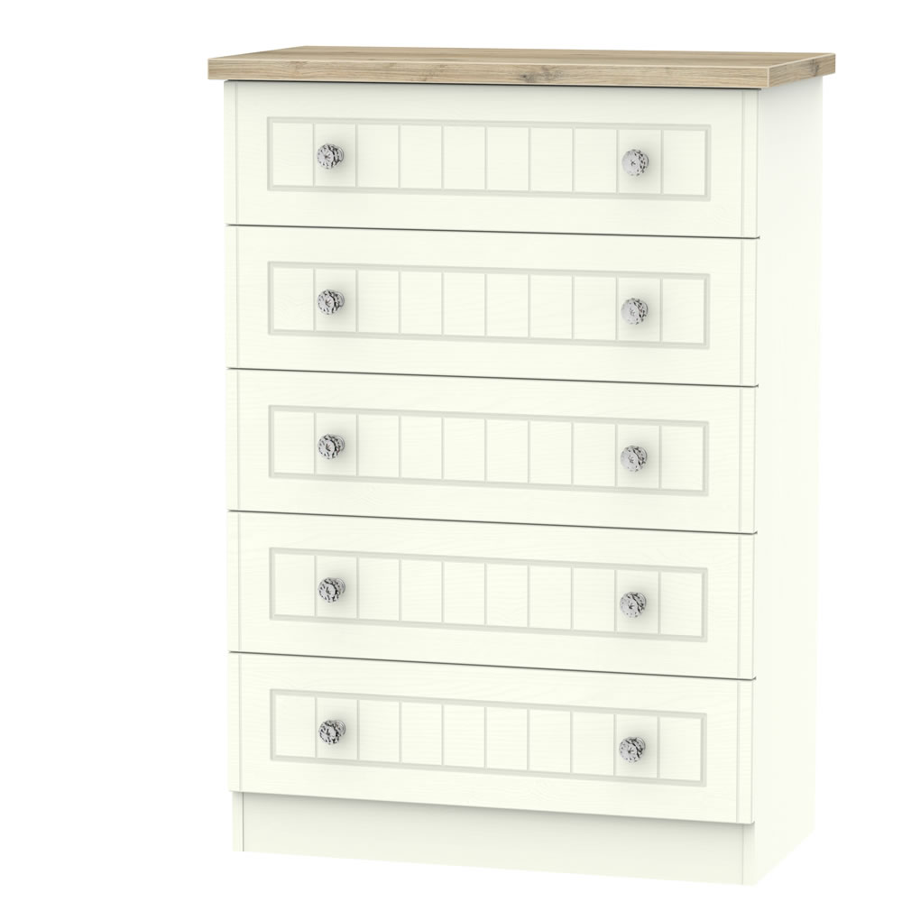 Valencia Cream 5 Drawer Chest of Drawers Image 1