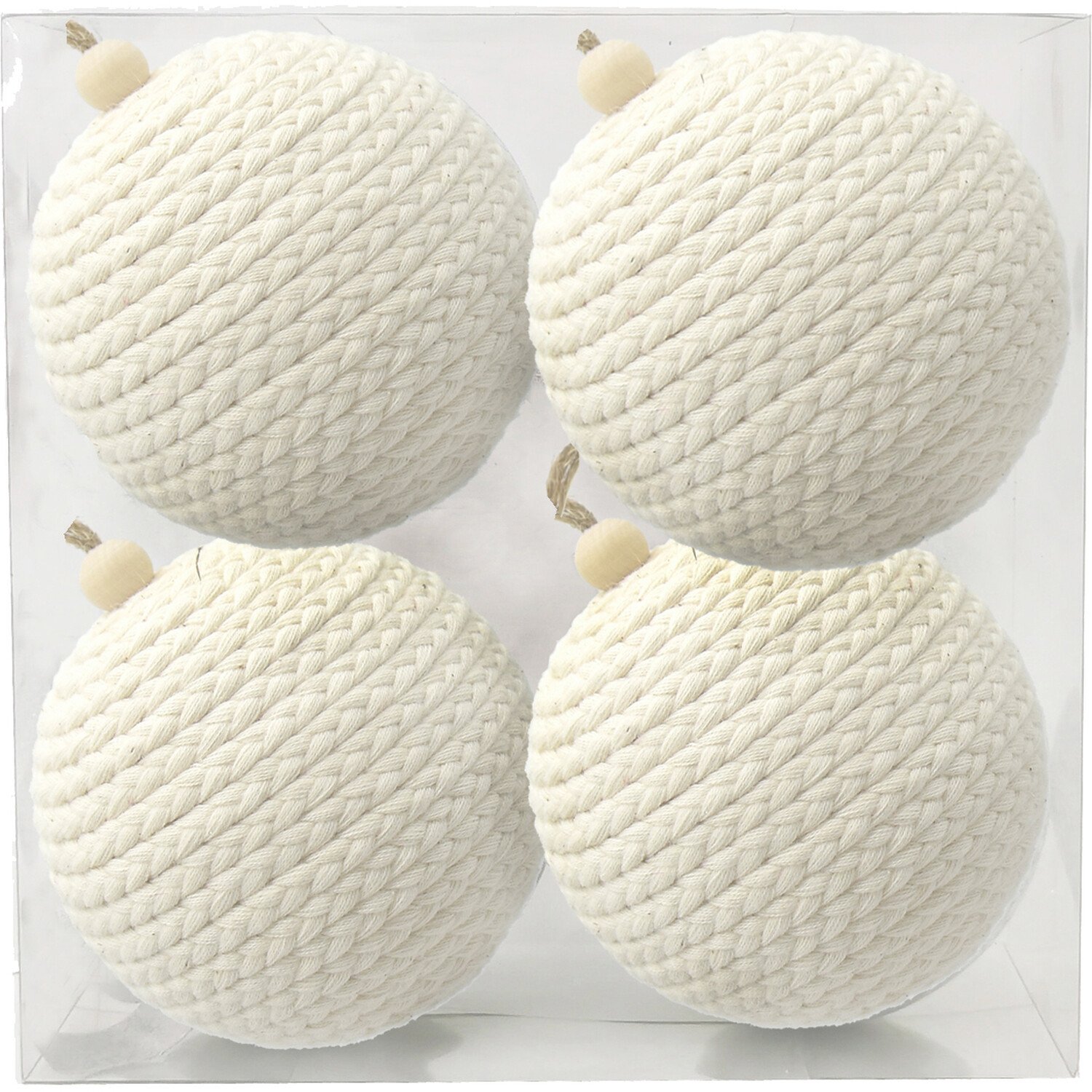 Pack of 4 Rope Baubles - White Image