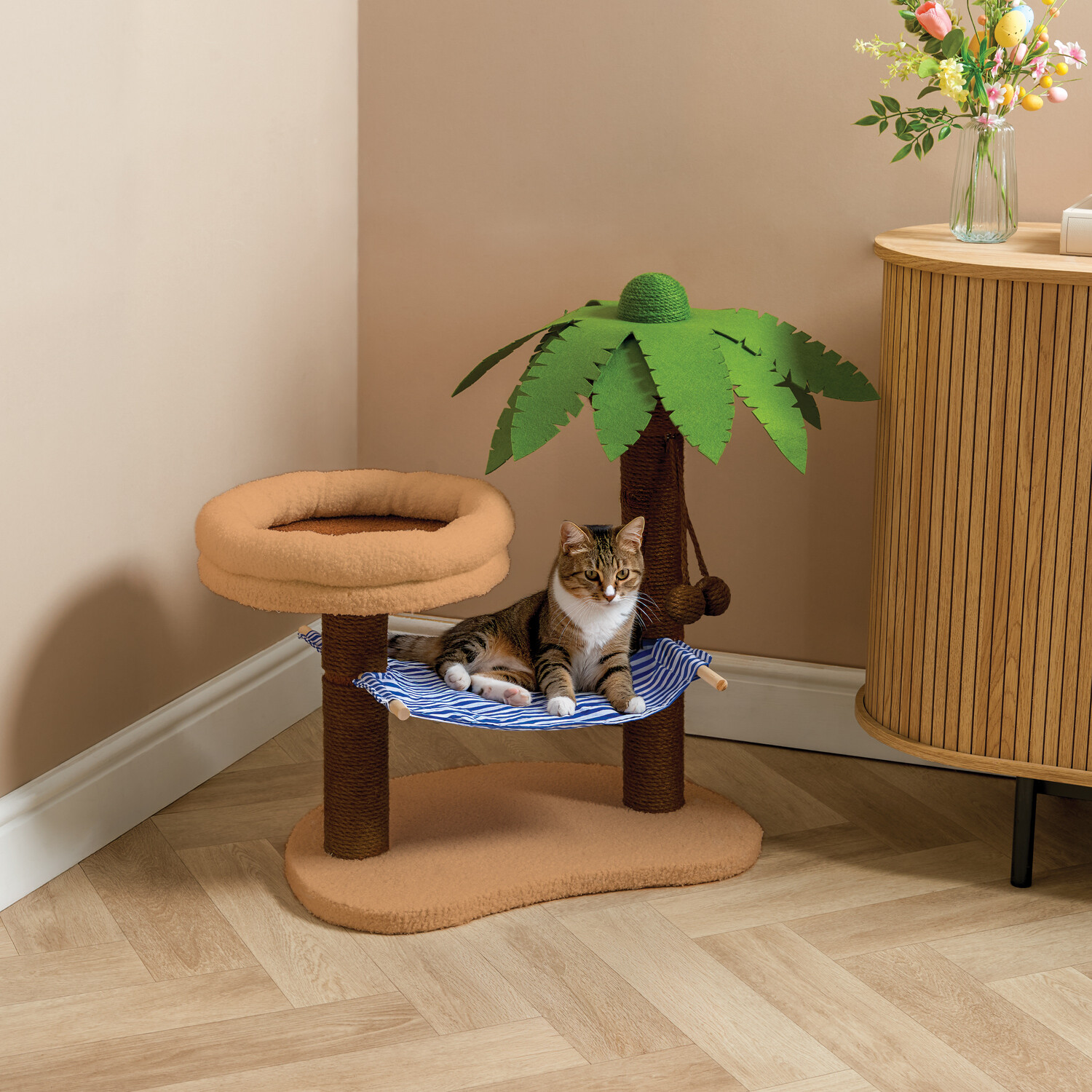 Cat Tree with Hammock Brown Image 2