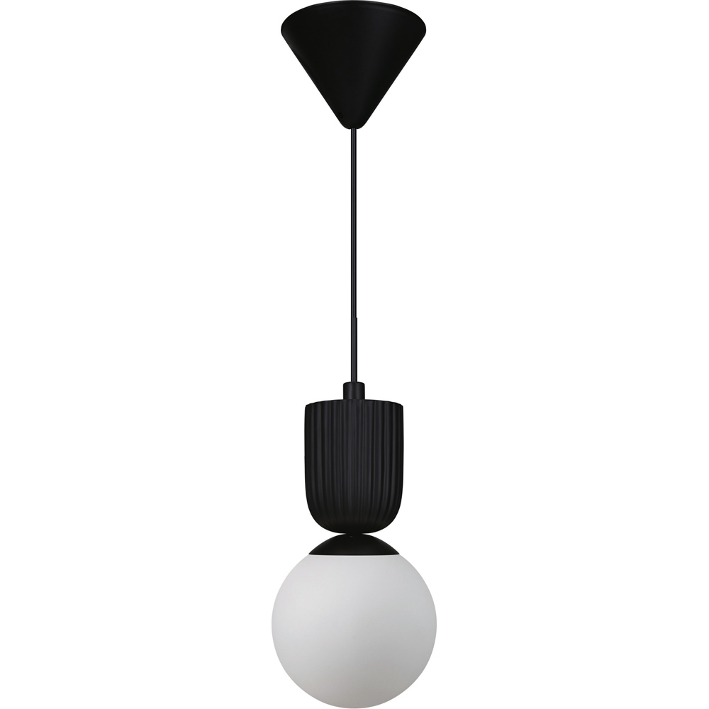 Nordlux Sadie Black Opal Glass Dome Rippled Pendant Light Image 1