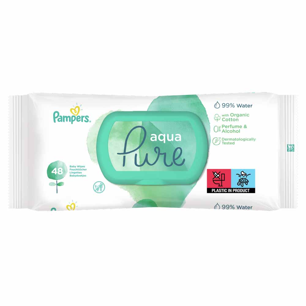 Pampers Aqua Pure Sensitive Baby Wipes 48 Pack Image 1