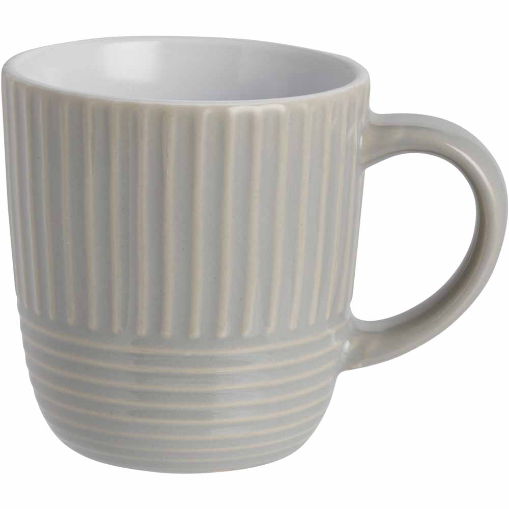 Wilko Light Grey Embossed Mug Image 1