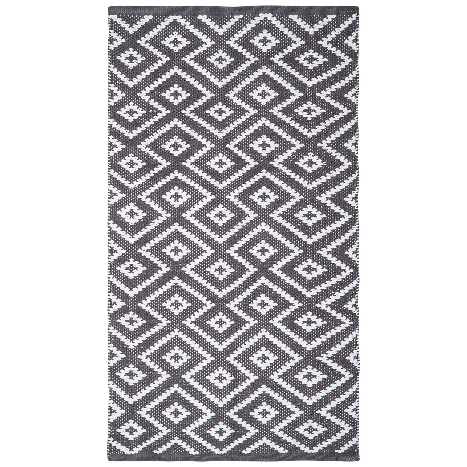 Grey Geo Diamond Runner 130 x 70cm Image 1