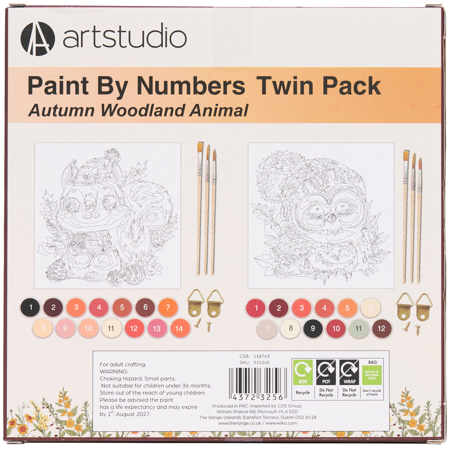 Pack of 2 Autumn Woodland Animal Paint By Numbers Kit Image 2