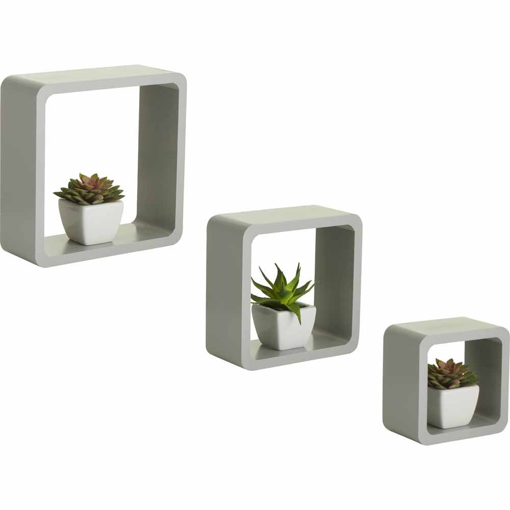 Wilko Set 3 MDF Cube Shelves Grey Image 3