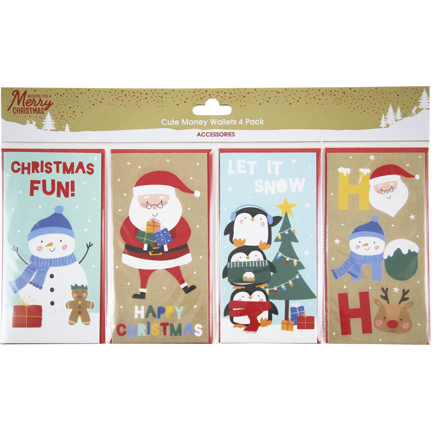 Pack of 4 Cute Christmas Money Wallets Image
