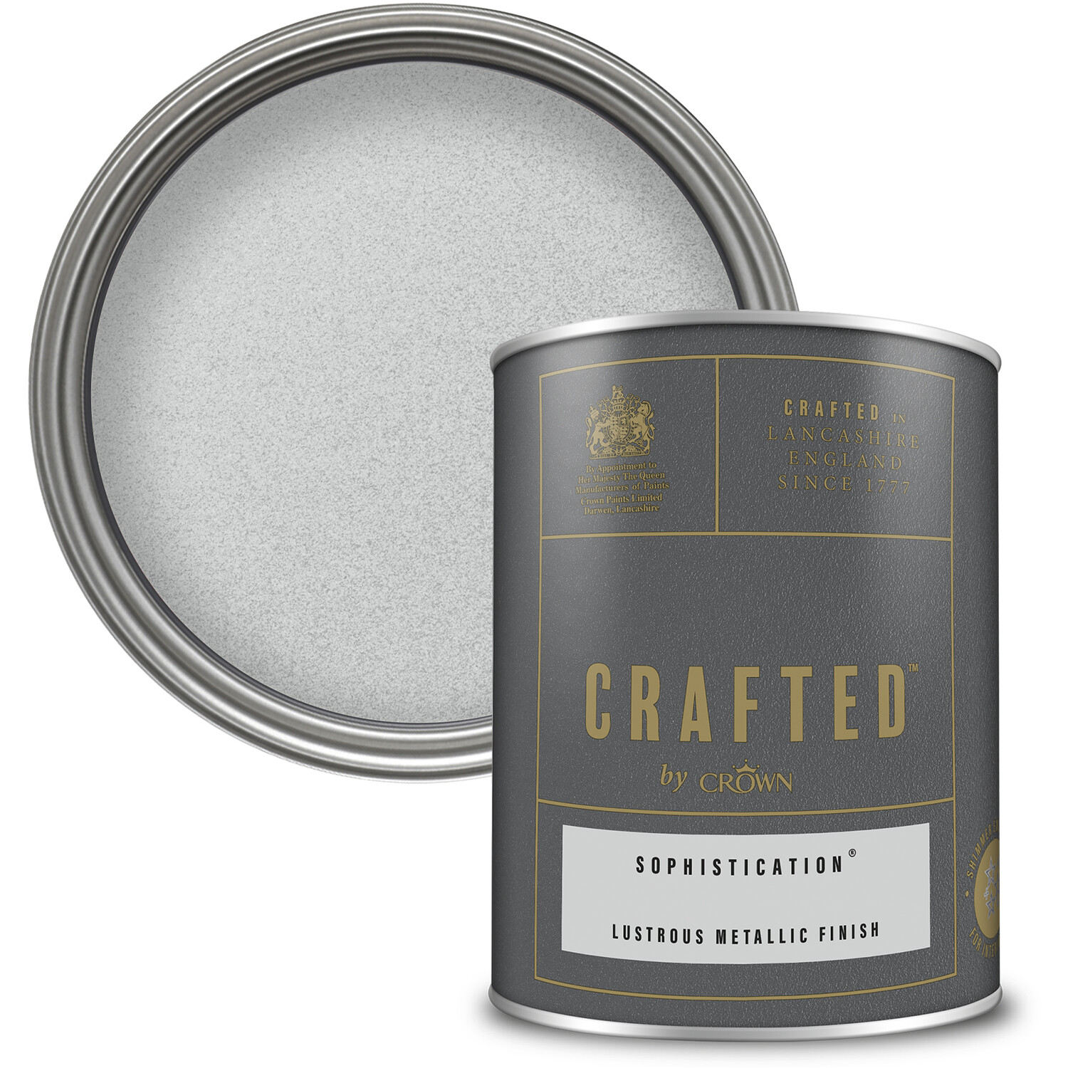 Crown Crafted Walls Wood and Metal Sophistication Lustrous Metallic Shimmer Emulsion Paint 1.25L Image 1