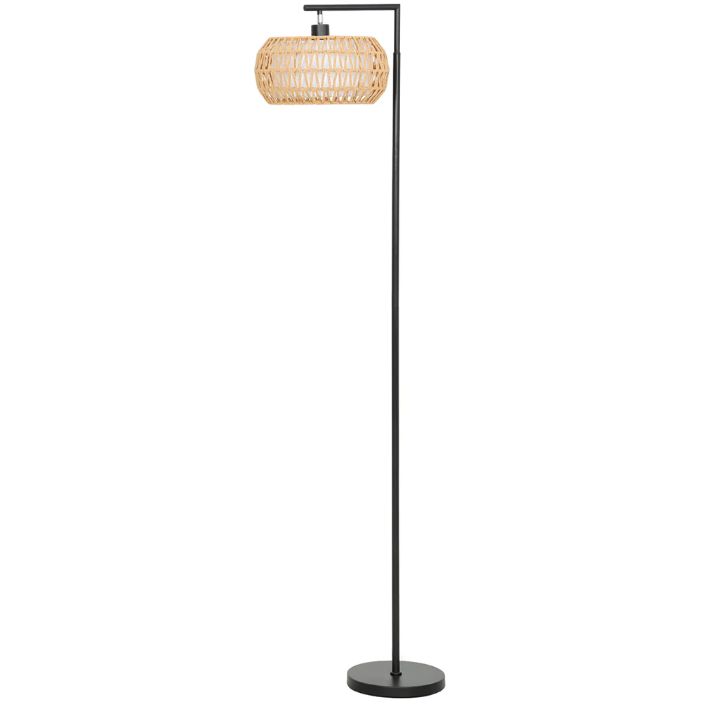 Portland Black Boho Dimmable LED Floor Lamp with Double Shade Image 1