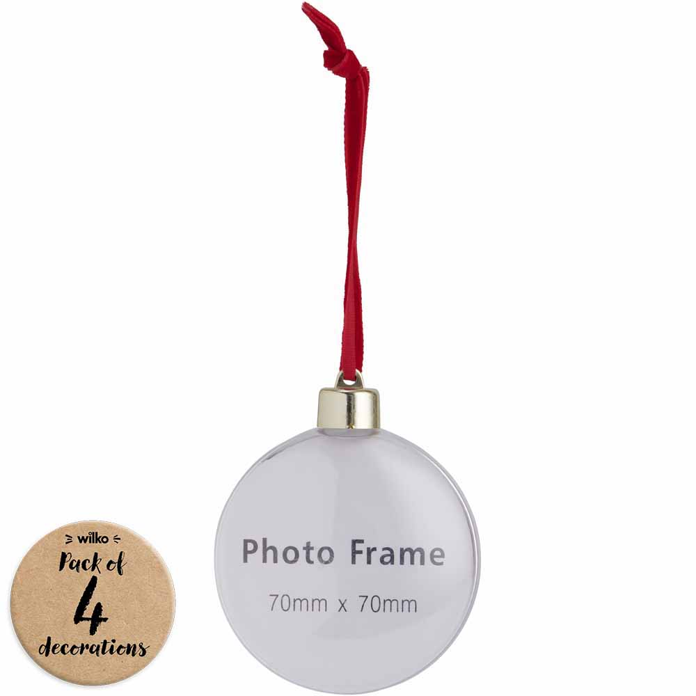 Wilko Traditional Photo Frame Christmas Baubles 4 Pack Image 1