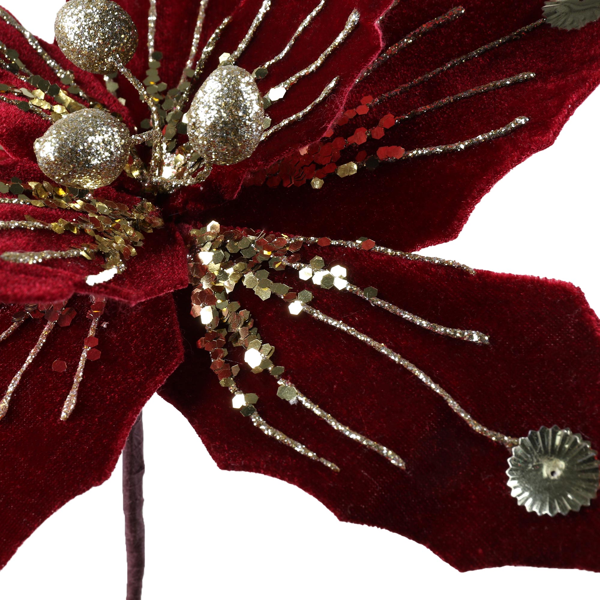 Burgundy and Gold Glitter Flower - Burgundy Image 3