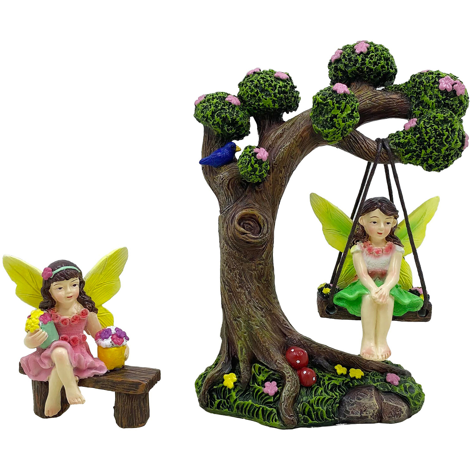 Fairy on Bench and Swing Ornament Image